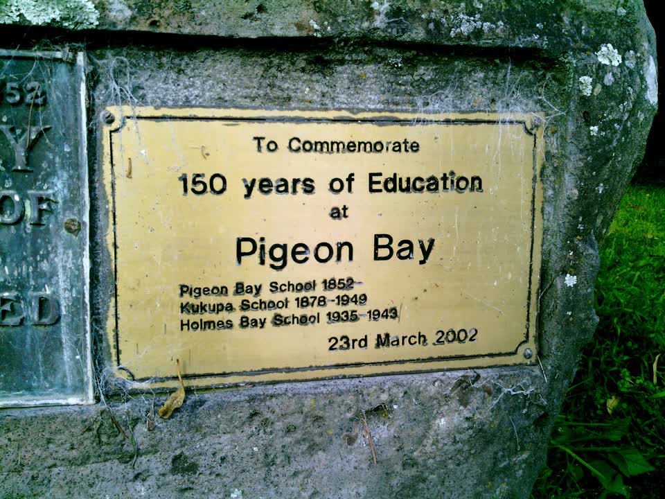 the register’s photograph of the plaque at Pigeon Bay Hall