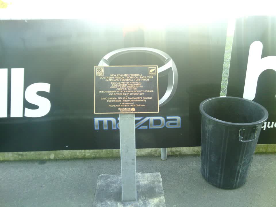 the register’s photograph of the plaque at English Park Stadium