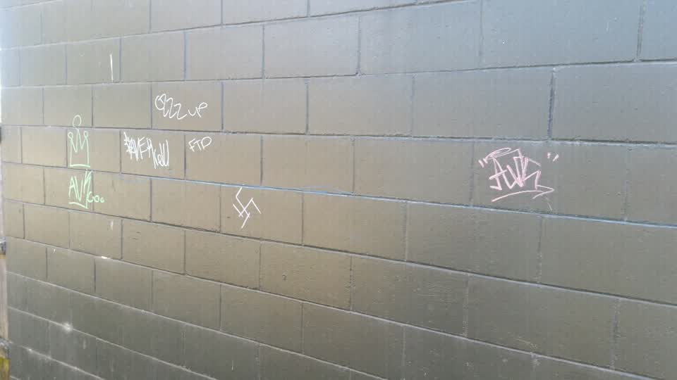 The photograph attached to this graffiti report