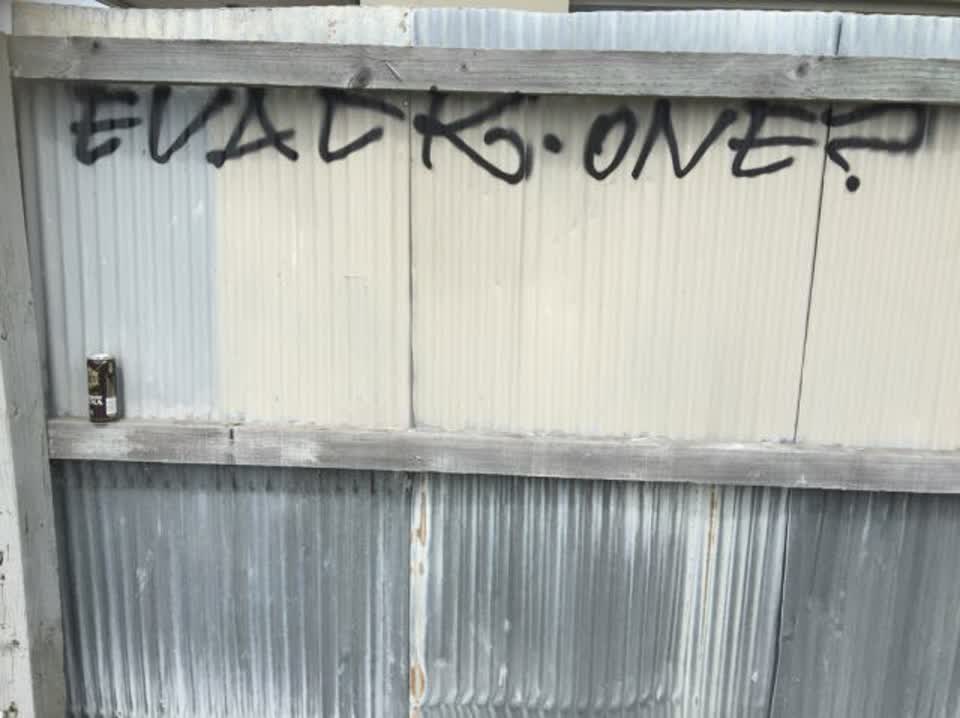 The photograph attached to this graffiti report