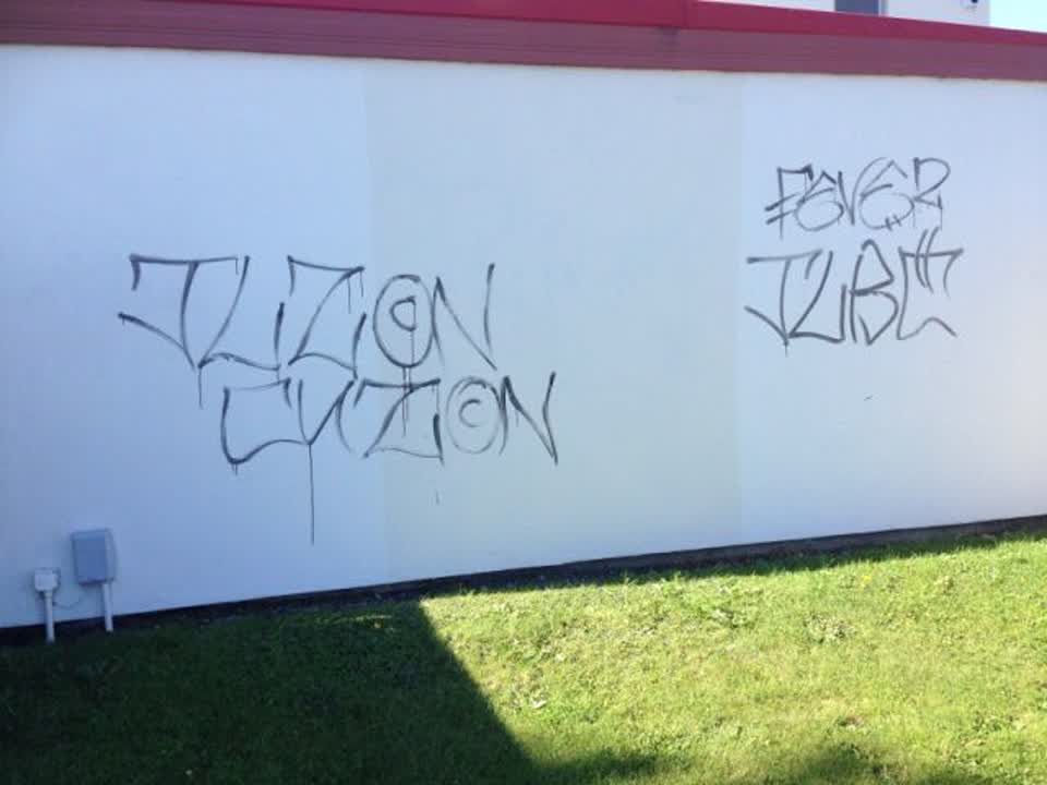 The photograph attached to this graffiti report