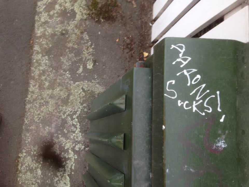The photograph attached to this graffiti report