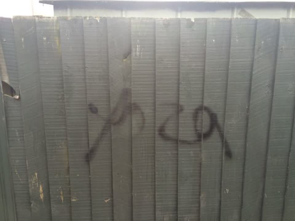 The photograph attached to this graffiti report
