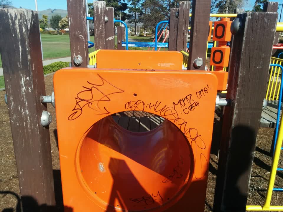 The photograph attached to this graffiti report