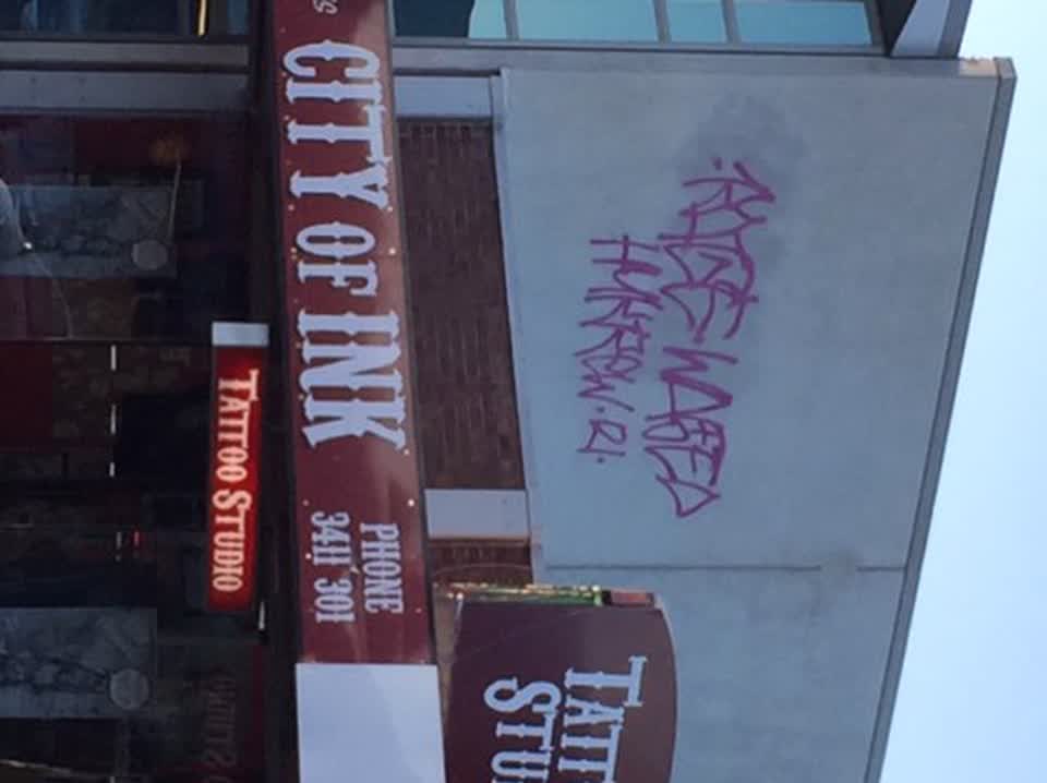 The photograph attached to this graffiti report