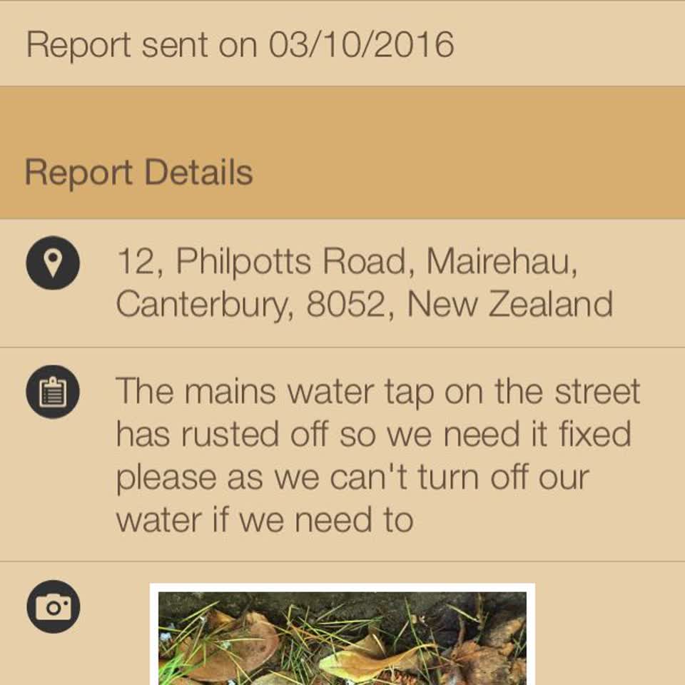 The photograph attached to this water supply report