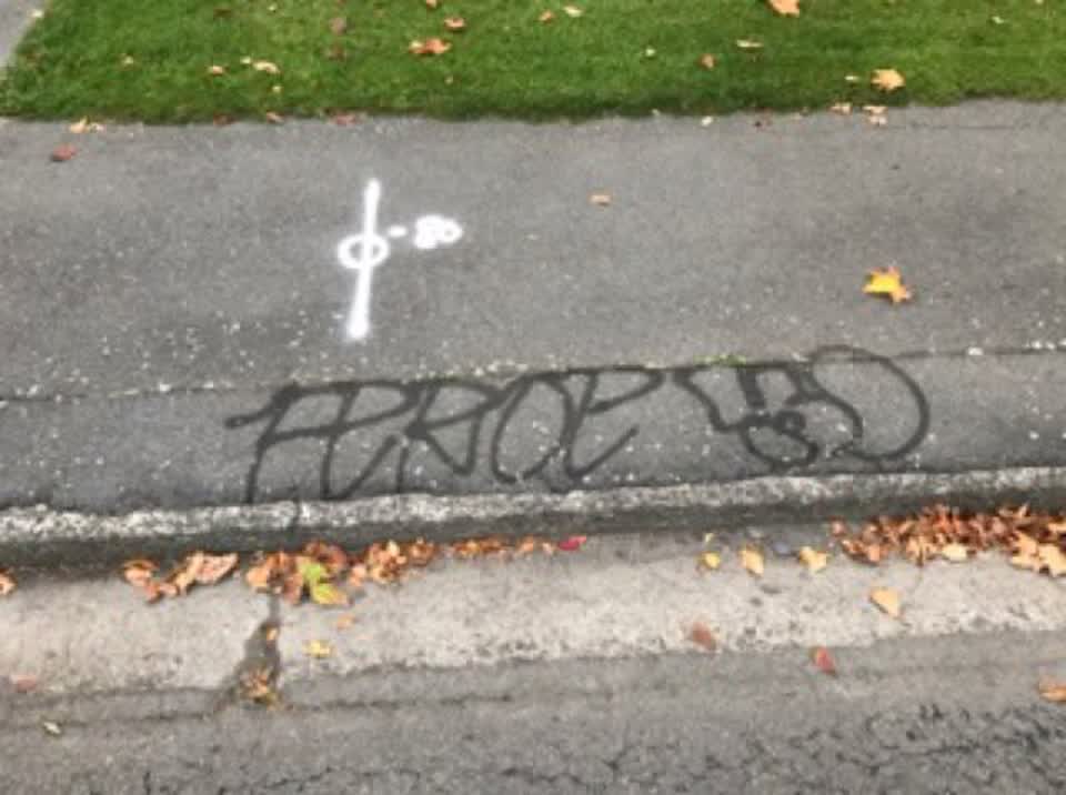 The photograph attached to this graffiti report