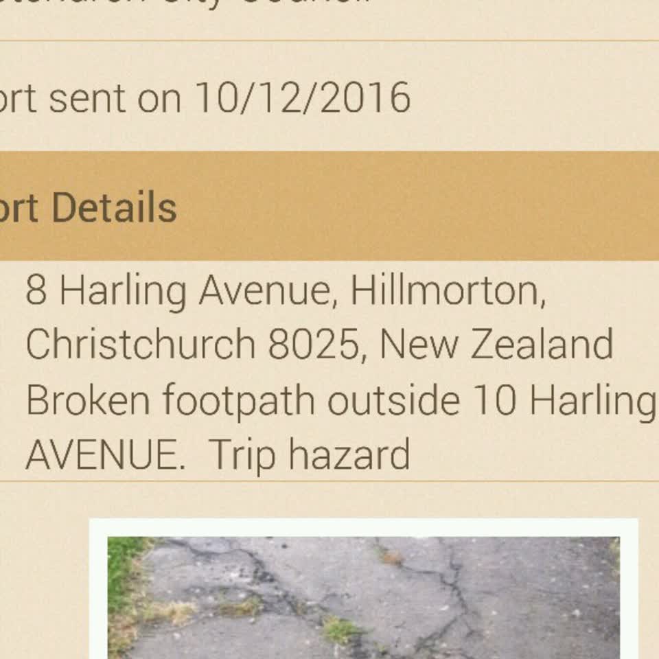 The photograph attached to this roading/streets report