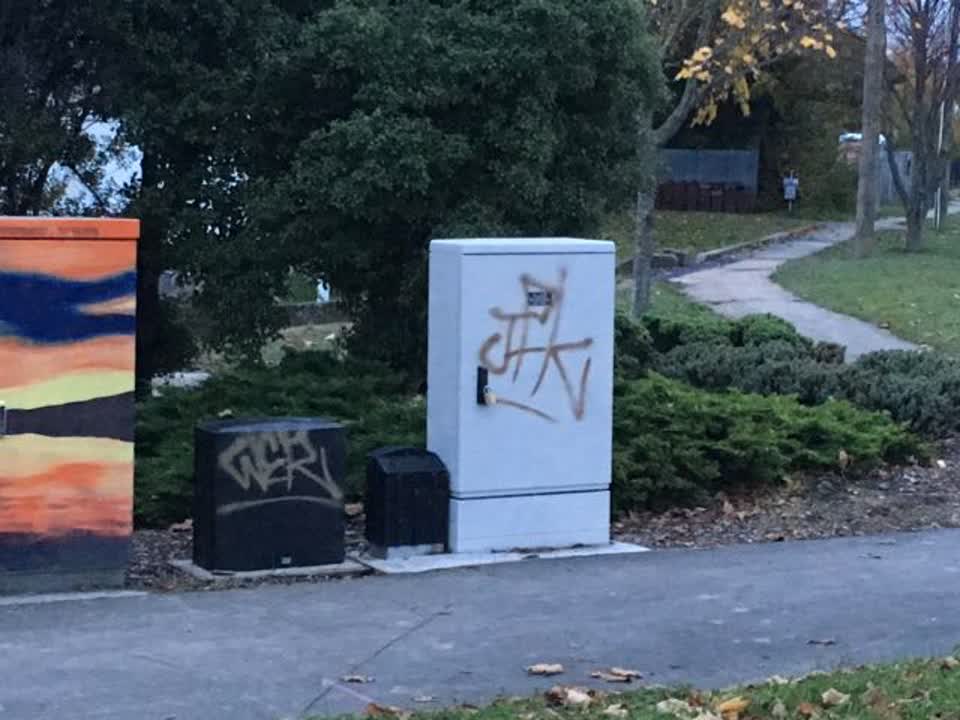 The photograph attached to this graffiti report