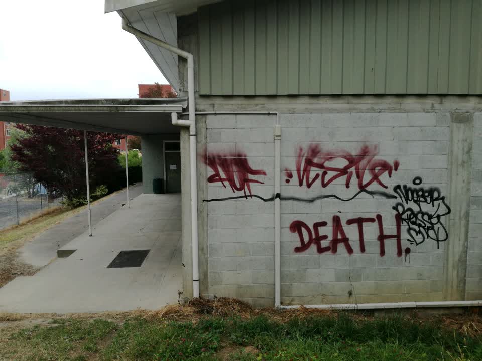 The photograph attached to this graffiti report