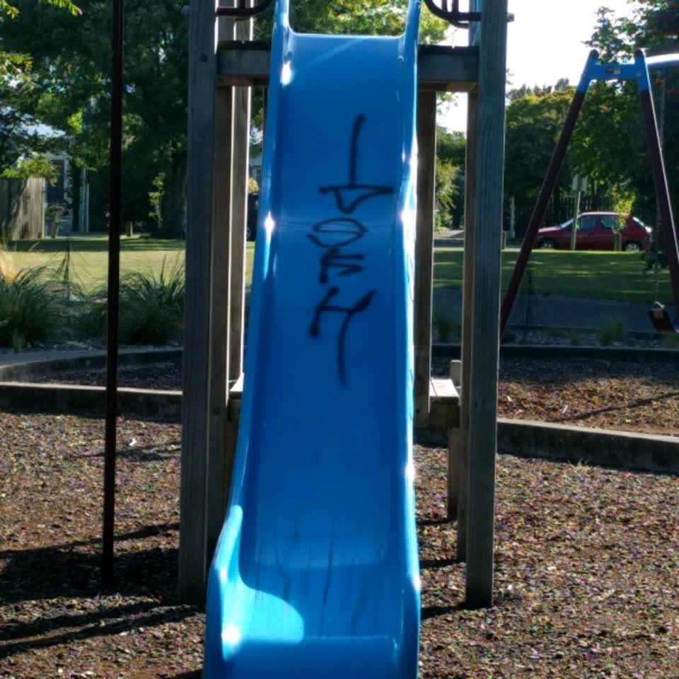 The photograph attached to this graffiti report