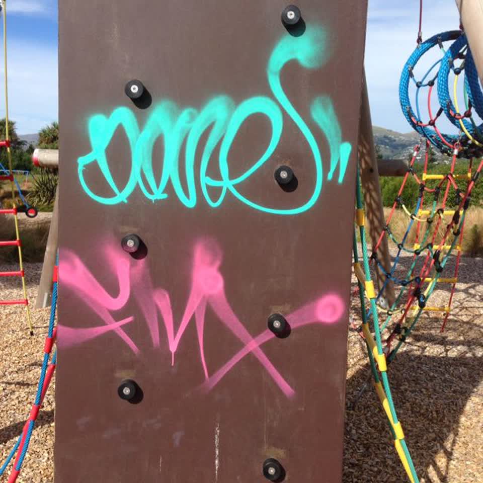 The photograph attached to this graffiti report