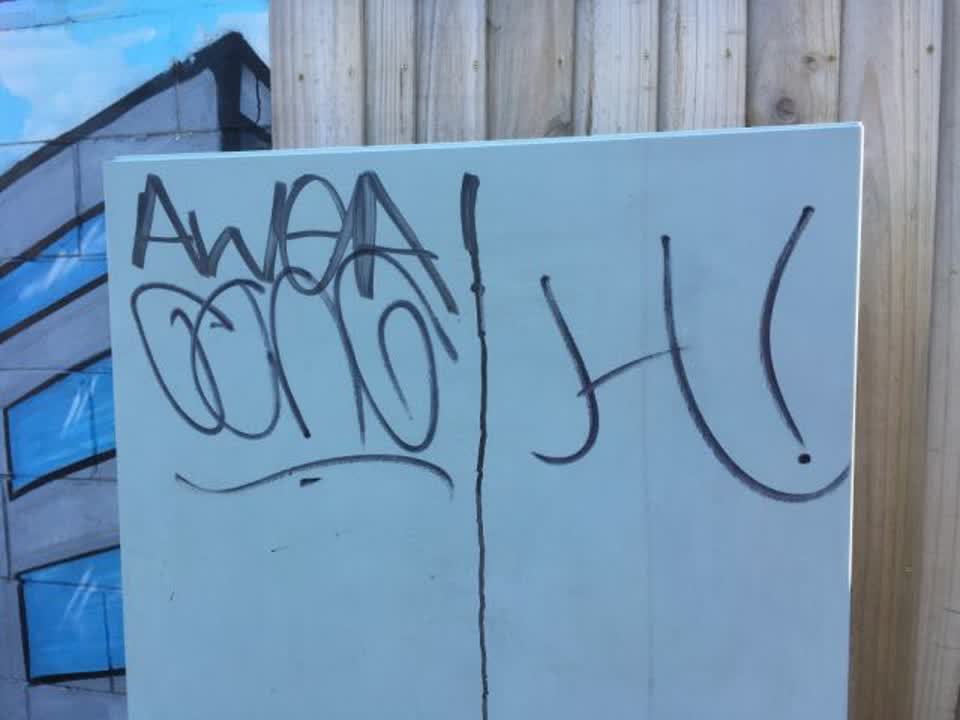 The photograph attached to this graffiti report