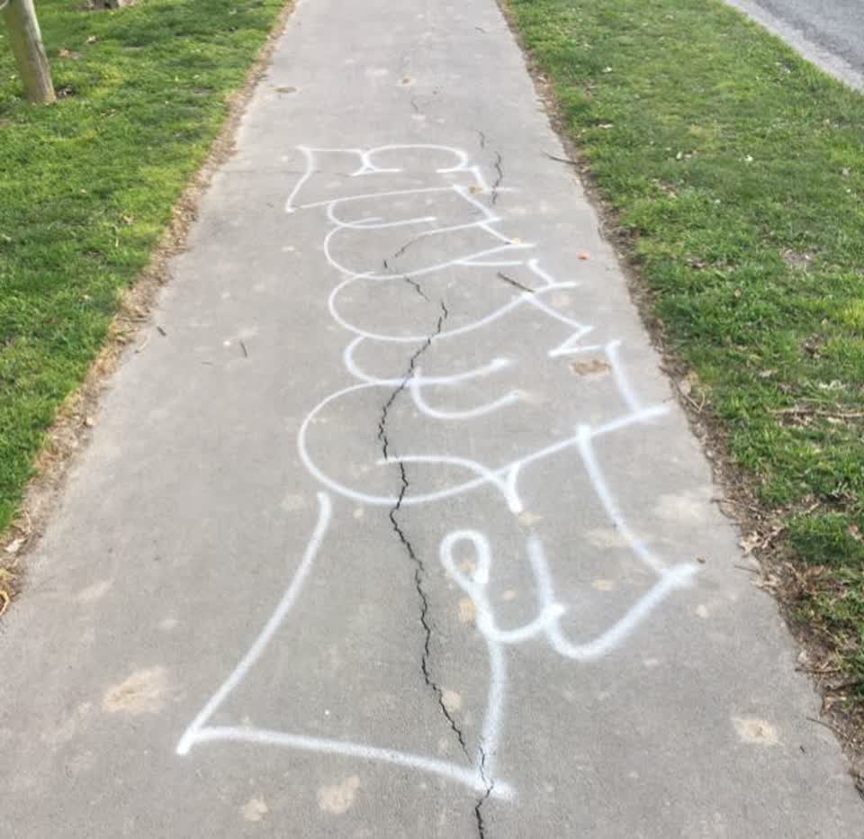 The photograph attached to this graffiti report