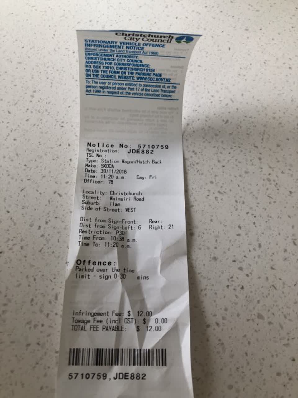 The photograph attached to this roading/streets report