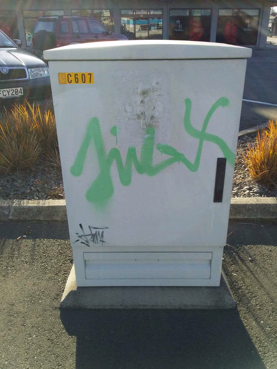 The photograph attached to this graffiti report