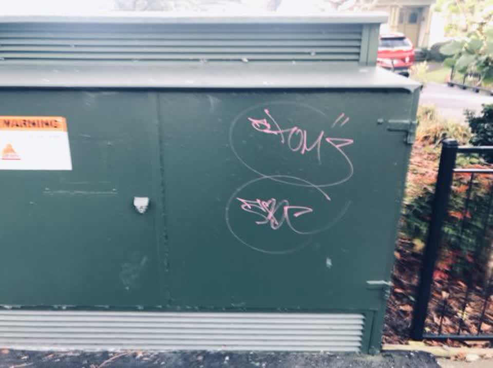 The photograph attached to this graffiti report
