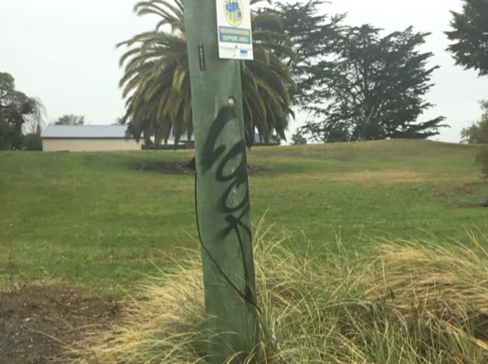 The photograph attached to this graffiti report