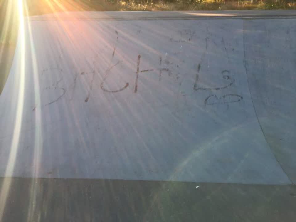 The photograph attached to this graffiti report
