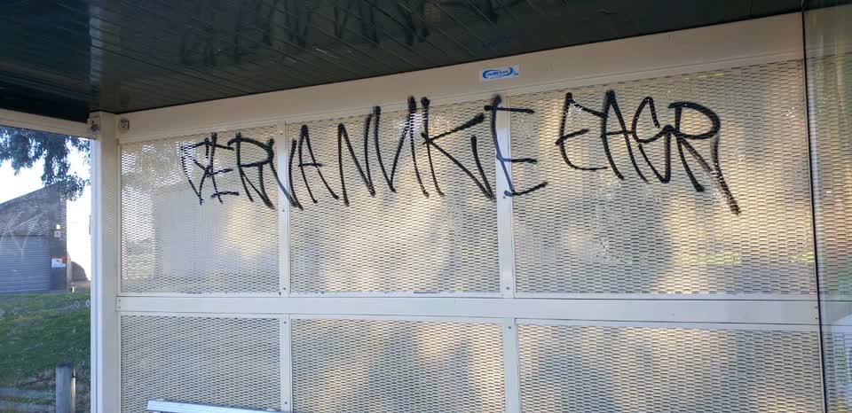 The photograph attached to this graffiti report