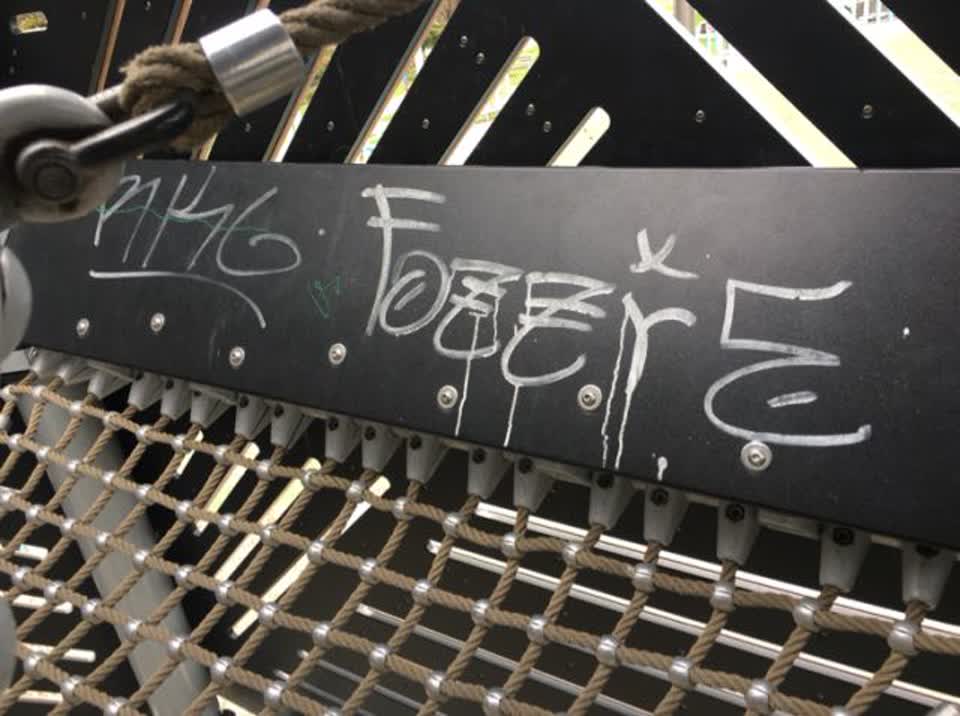 The photograph attached to this playground equipment report