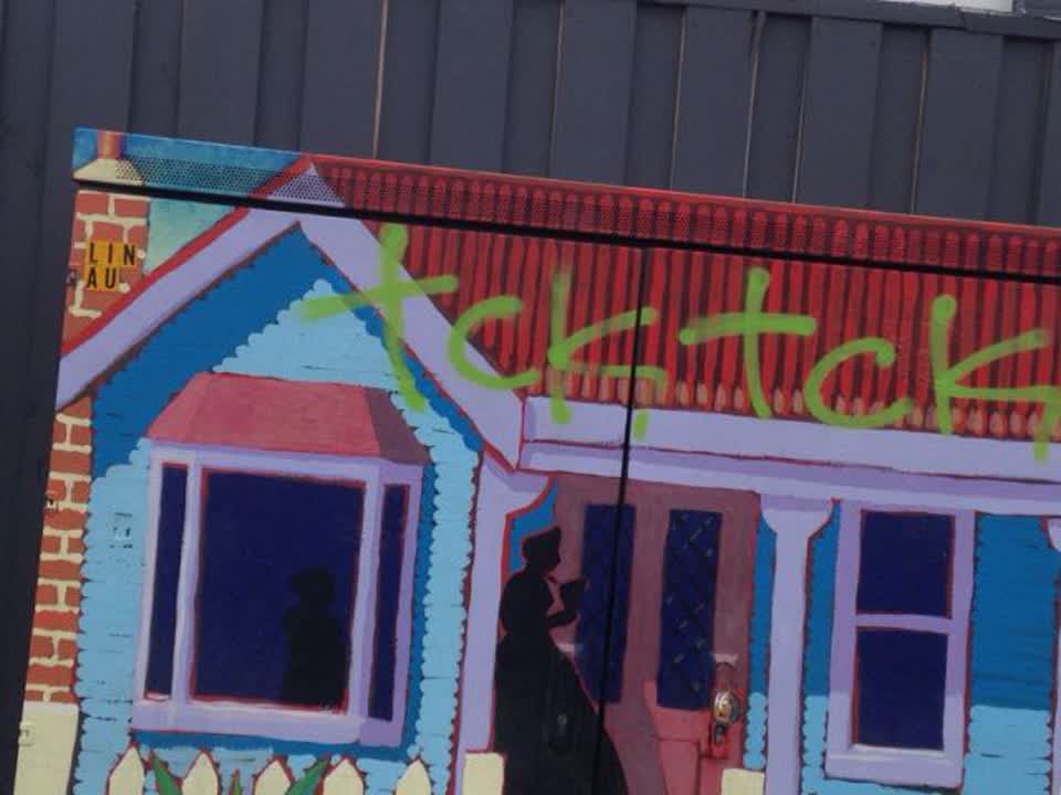 The photograph attached to this graffiti report