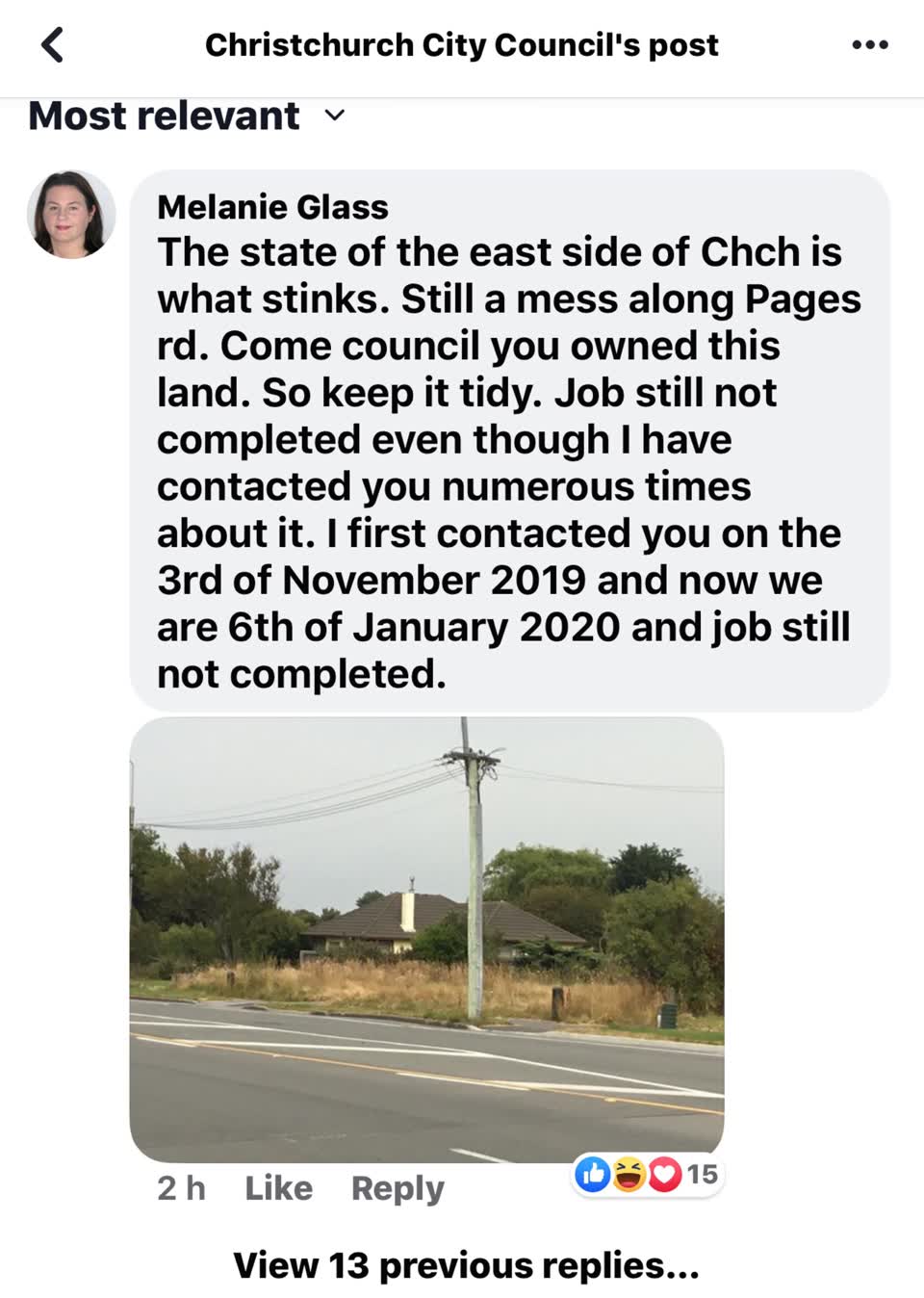 The photograph attached to this parks report