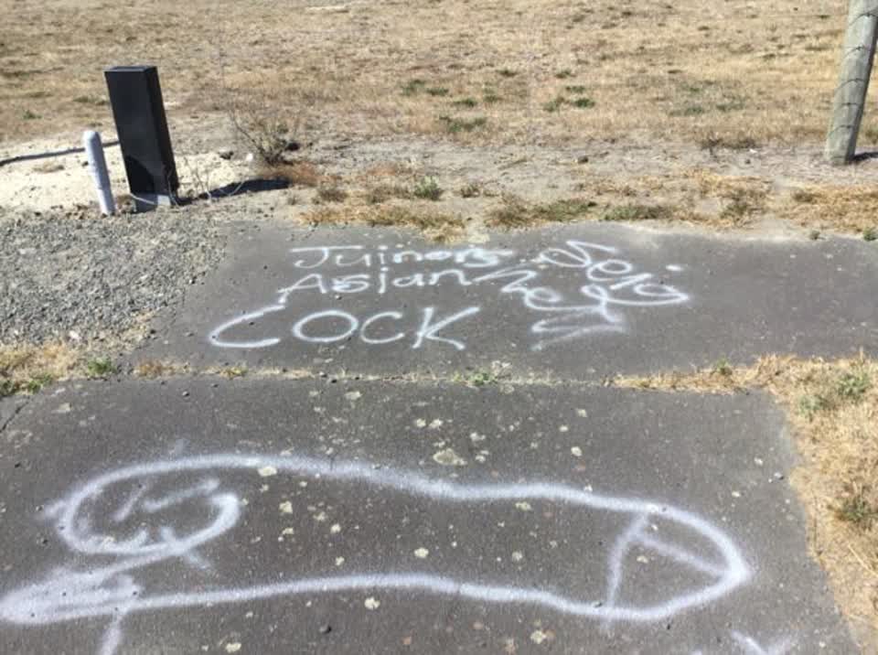 The photograph attached to this graffiti report