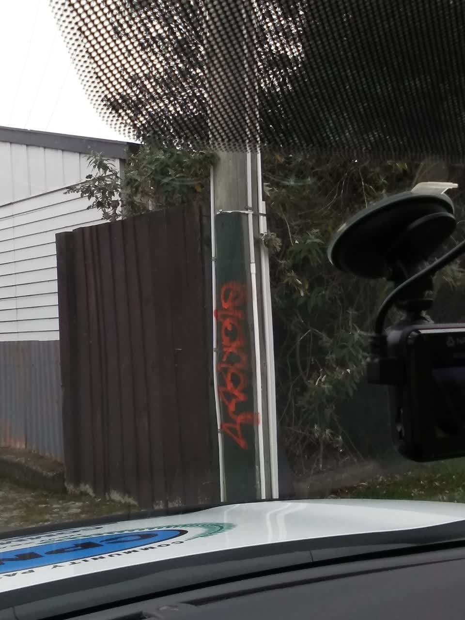 The photograph attached to this graffiti report