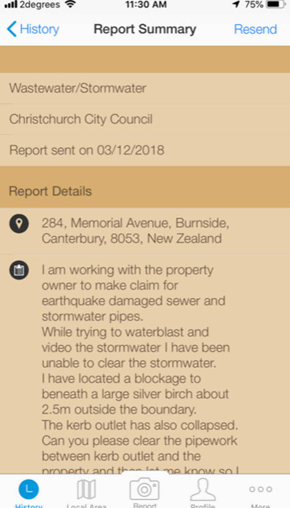 The photograph attached to this wastewater/stormwater report