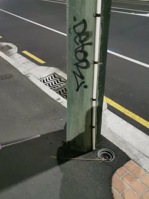 Graffiti - Concrete Street Light Pole, a report photo