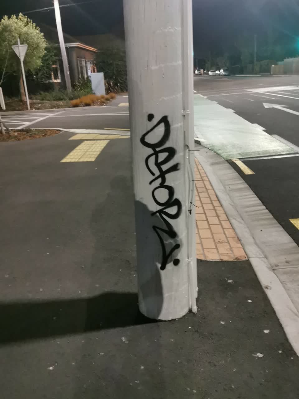 The photograph attached to this graffiti - concrete street light pole report