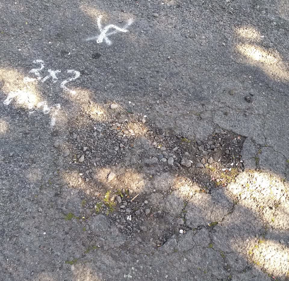 The photograph attached to this damaged road report