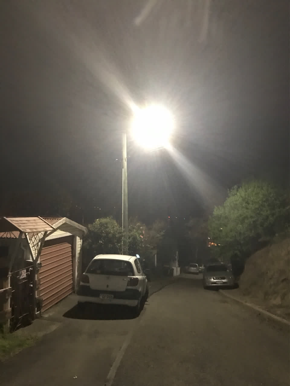 The photograph attached to this street light outage report