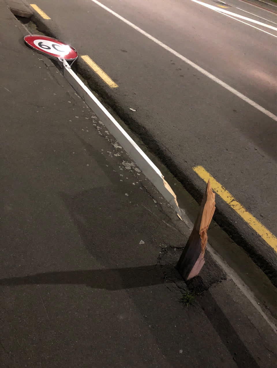 The photograph attached to this road signage report