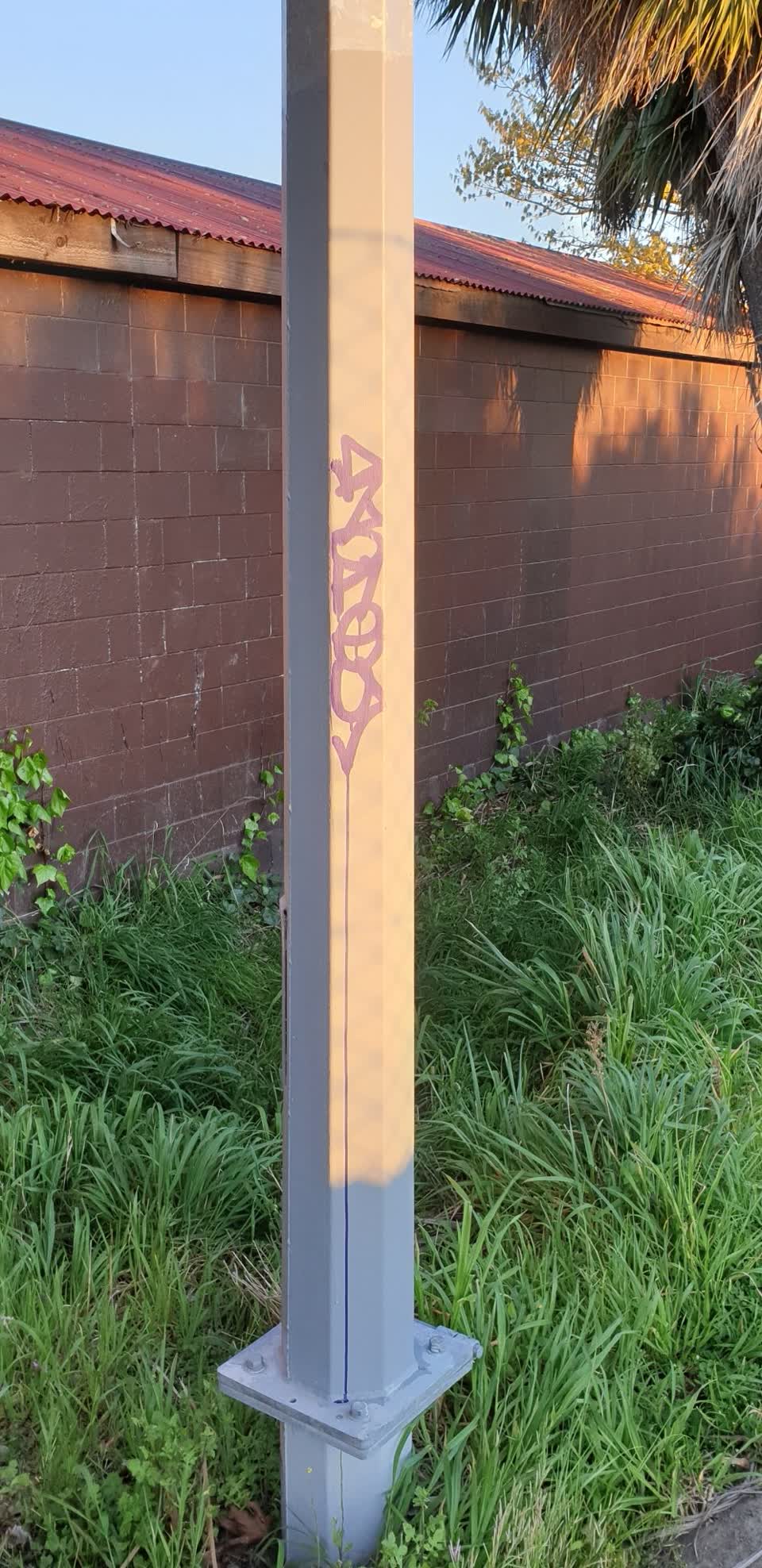 The photograph attached to this graffiti - concrete street light pole report