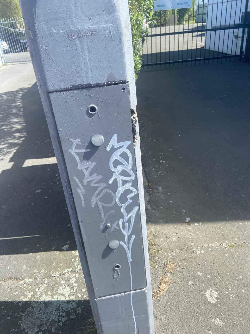The photograph attached to this graffiti - concrete street light pole report