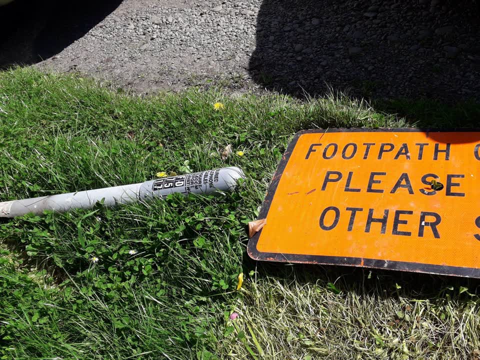 The photograph attached to this poles and signage - general report