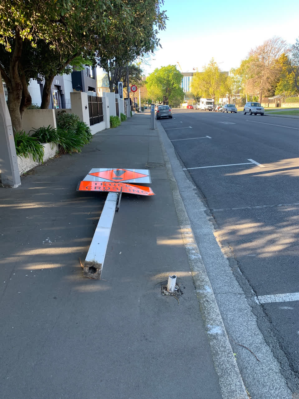 The photograph attached to this road signage report