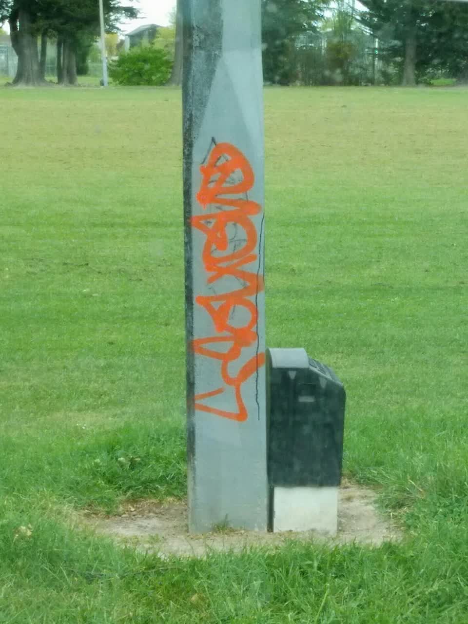 The photograph attached to this graffiti - concrete street light pole report