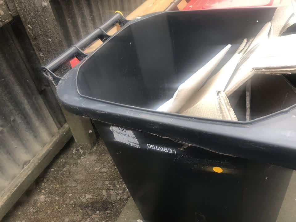 The photograph attached to this rubbish and bins - general report