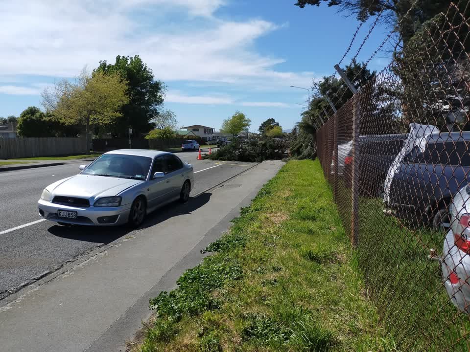 The photograph attached to this road blockage report