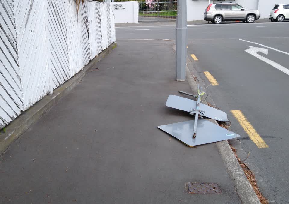 The photograph attached to this road signage report