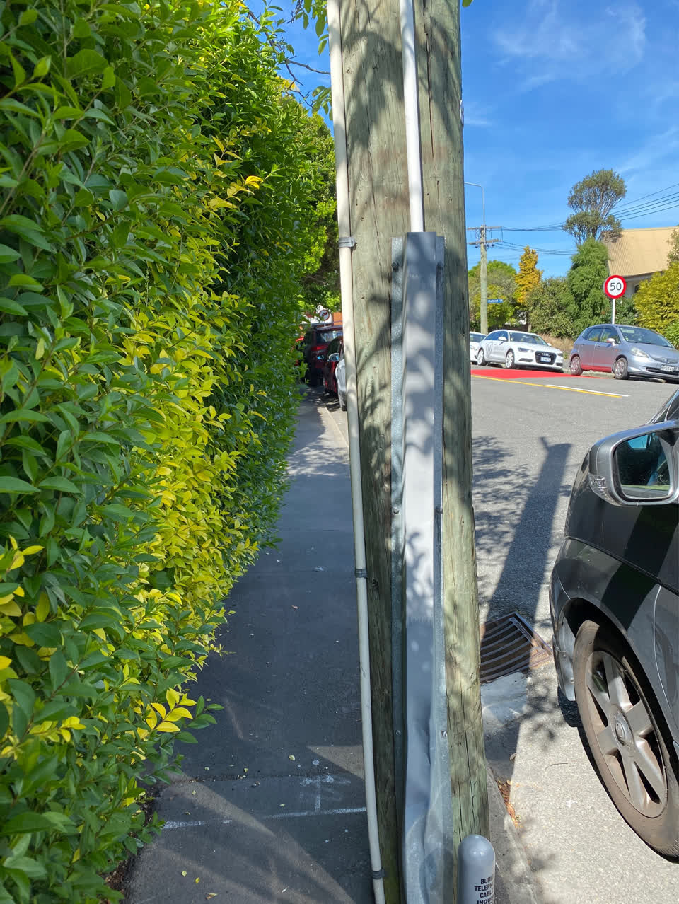 The photograph attached to this street light outage report