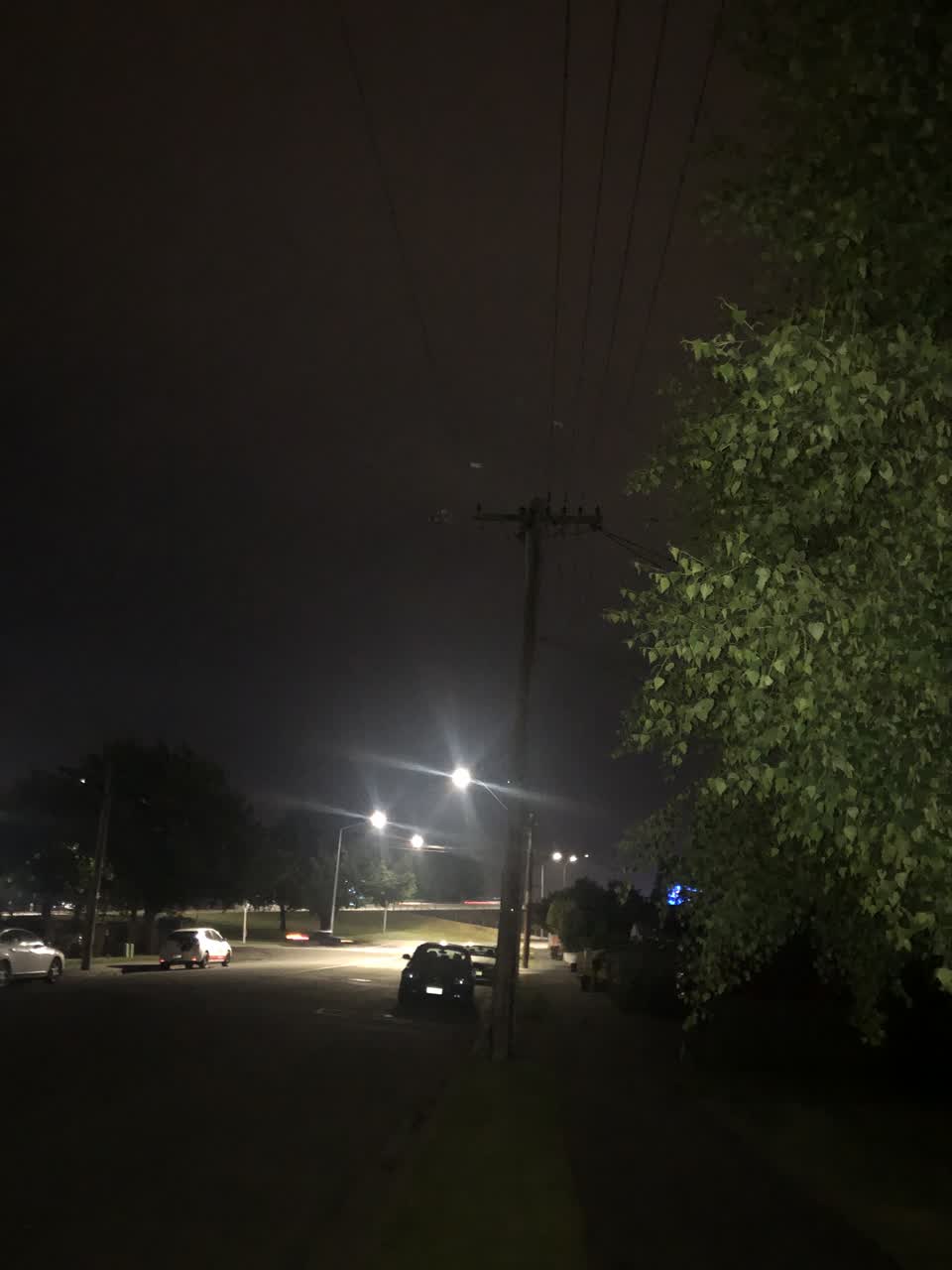 The photograph attached to this street light outage report