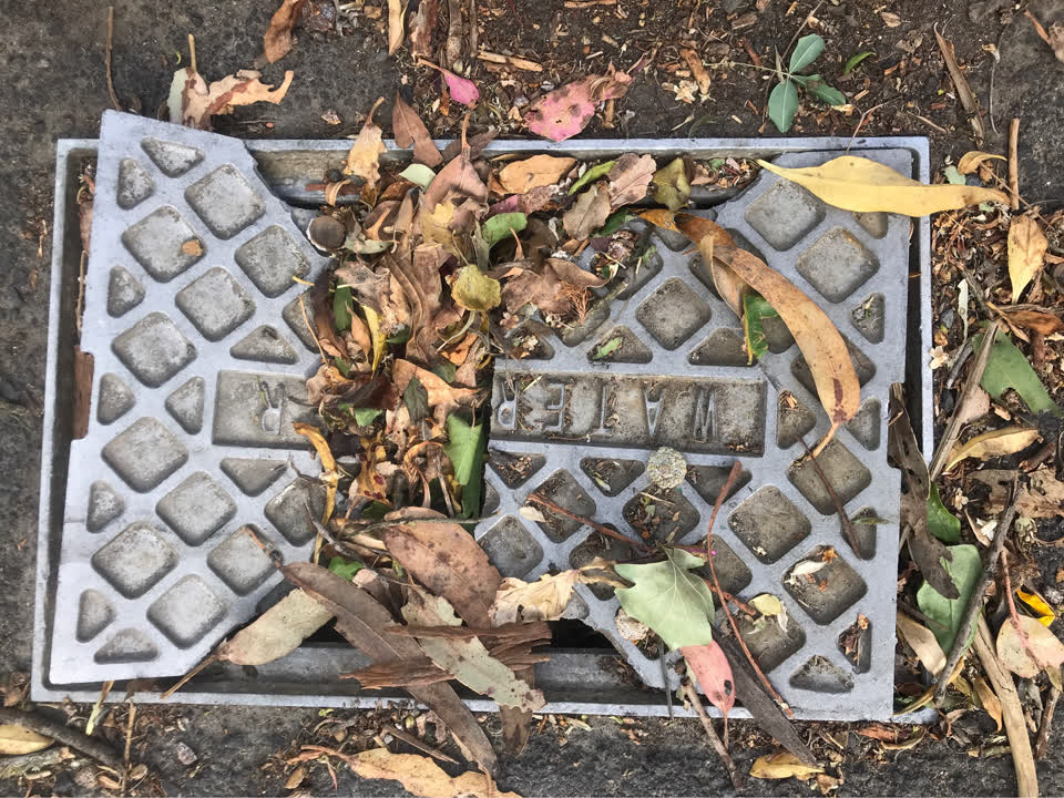 The photograph attached to this street light outage report