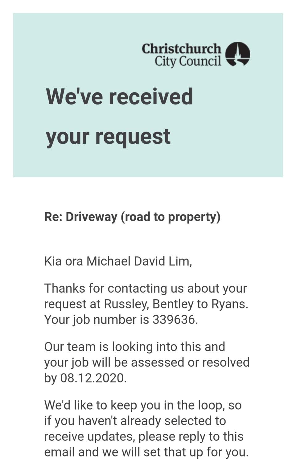 The photograph attached to this roading/streets report