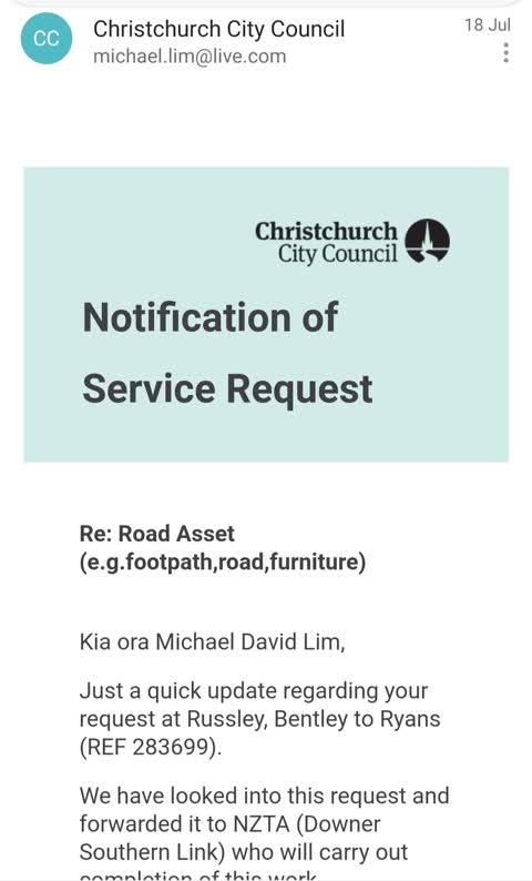 Street Light Outage, a report photo