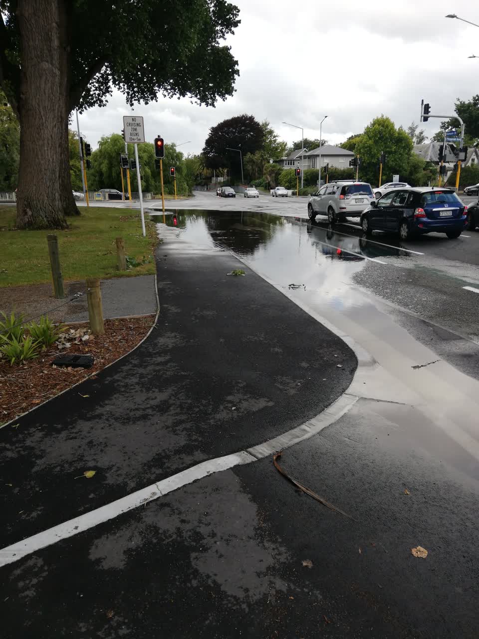 The photograph attached to this street light outage report
