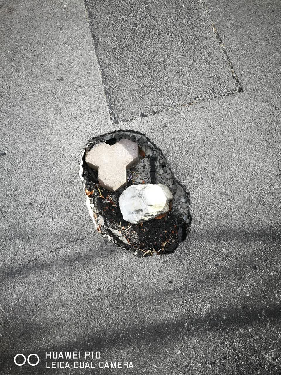 The photograph attached to this street light outage report